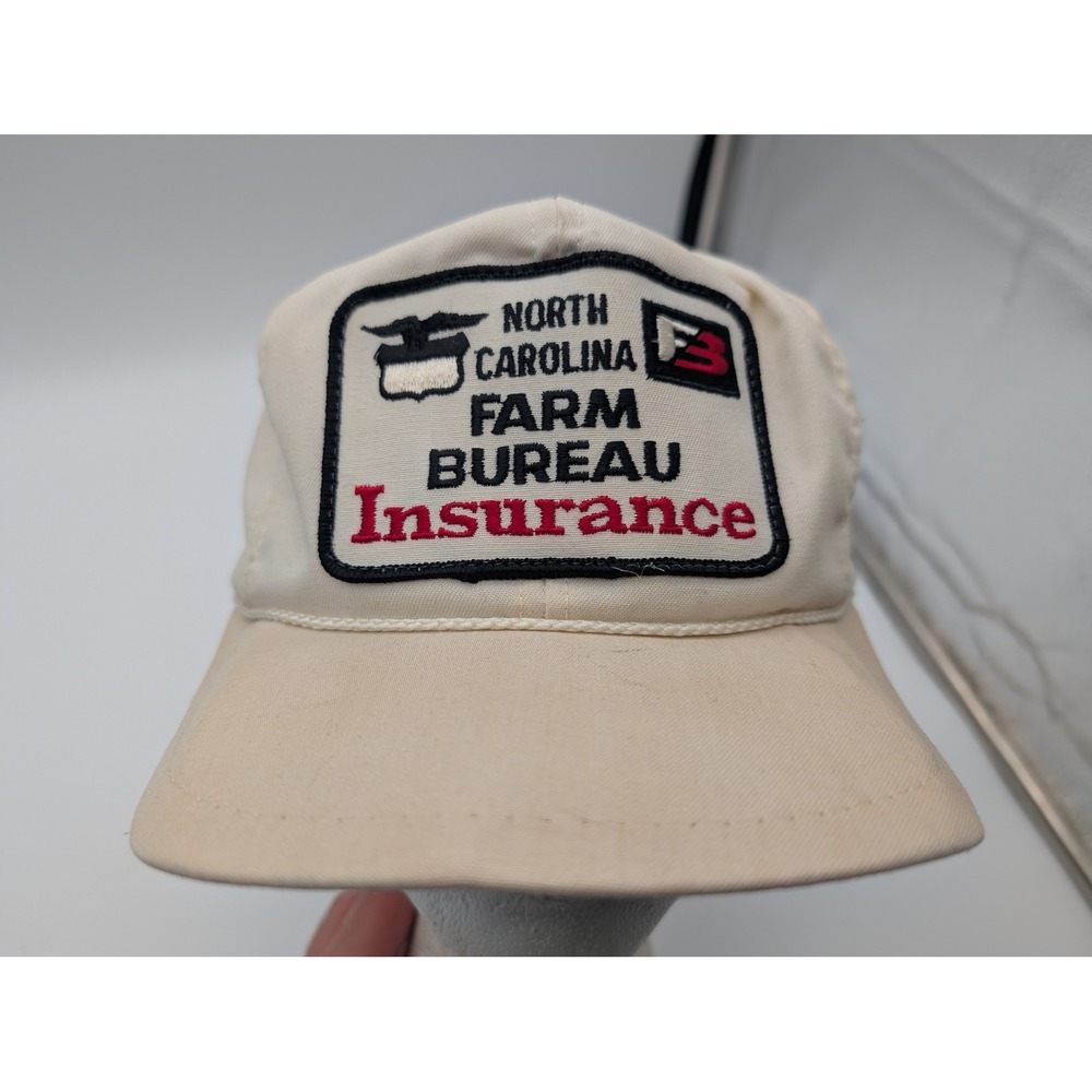 Vintage K-Brand North Carolina Farm Bureau Insurance Hat Rope Snapback Cream USA